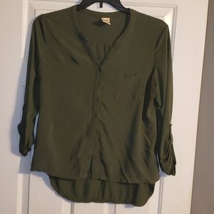 Olive Green 3/4 length button down